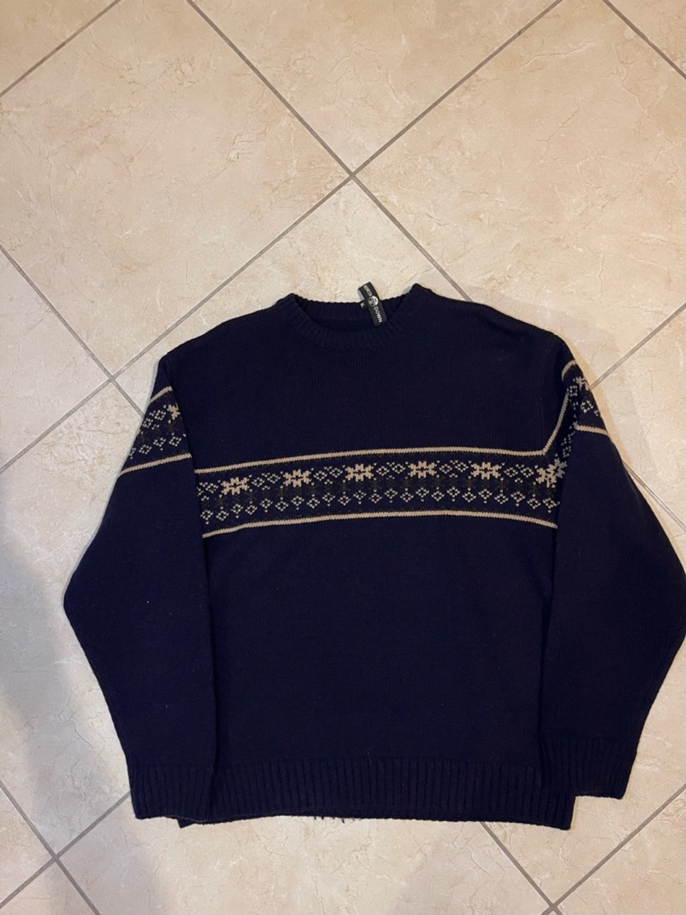 Men's Navy Fair Isle Crewneck Sweater